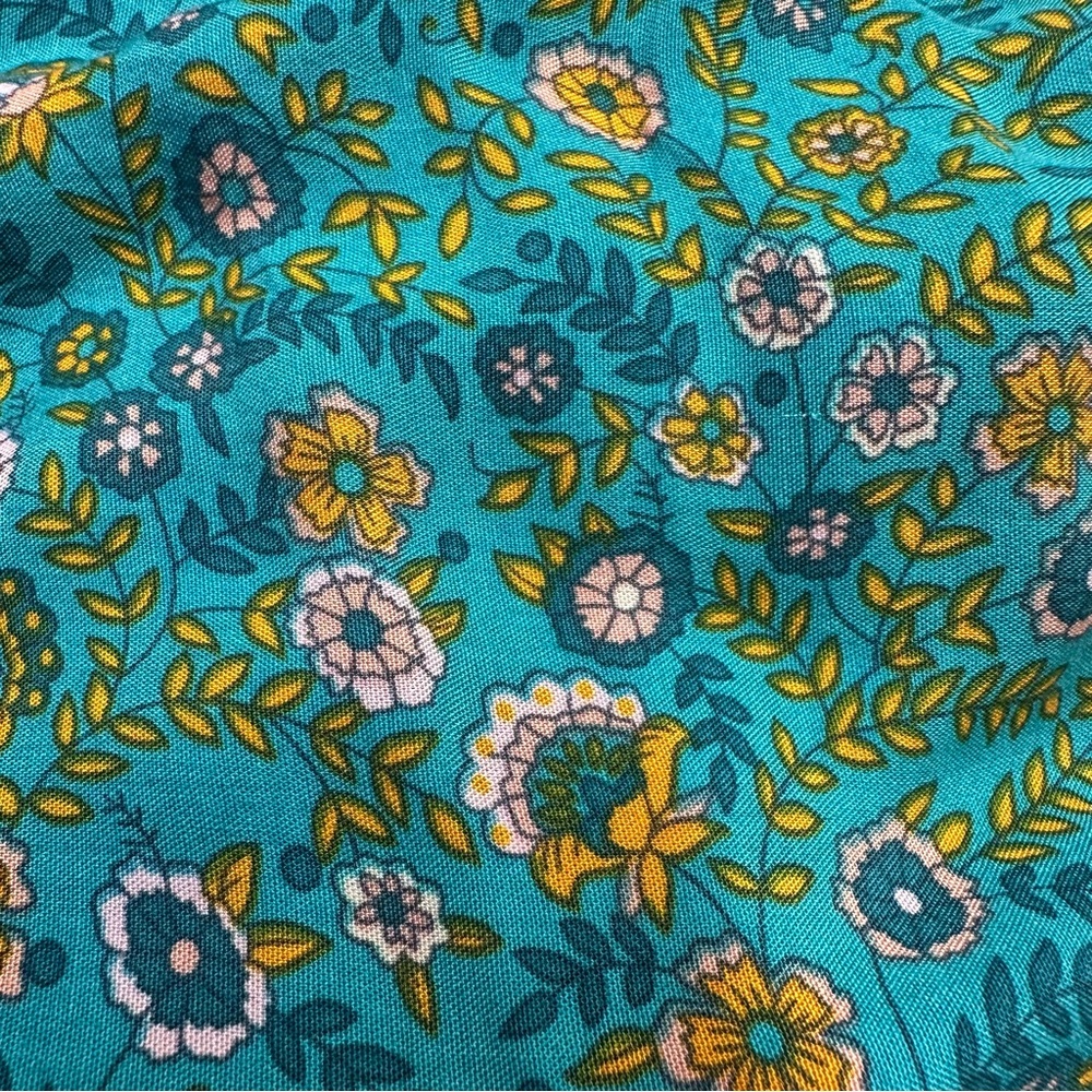 NATURAL LIFE Teal Floral Boho Wide-Leg Jumpsuit with Pink Accent - Picture 9 of 12